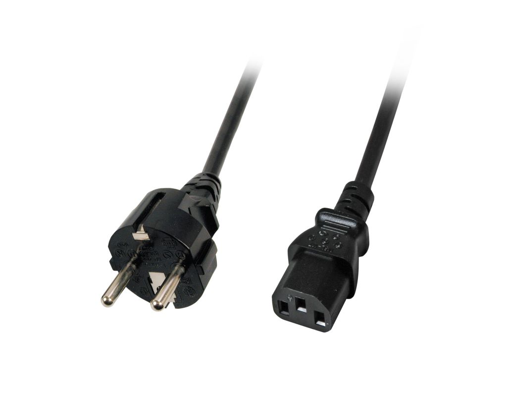 Netzkabel 230V Schutzkontakt CEE7(Stecker)->Kaltgeräte IEC-C13(Buchse), 3m, Black