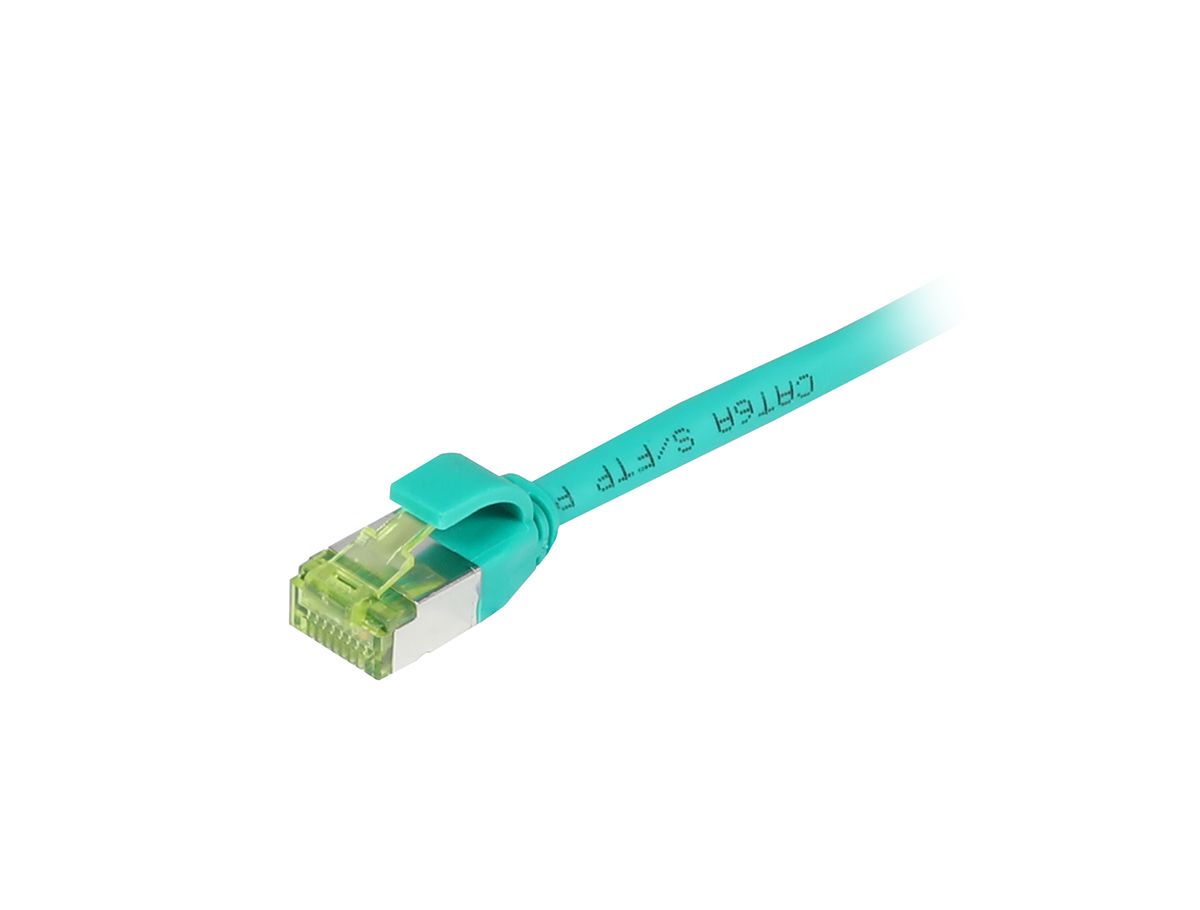 Synergy21 Patchkabel RJ45, CAT6A 500Mhz, 0,25m, GrüN, S-STP(S/FTP), Slimline Rund D 4,5mm, TPE/LSZH(Superflex), AWG28, Mit CAT7 Rohkabel