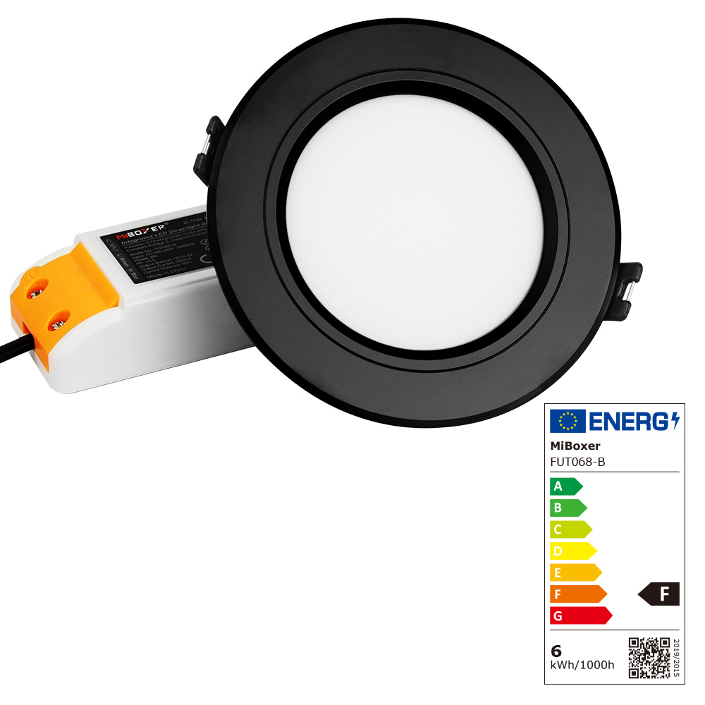 LED Panel Rund 6W RGB-WW Mit Funk Und WLAN Black Milight/Miboxer