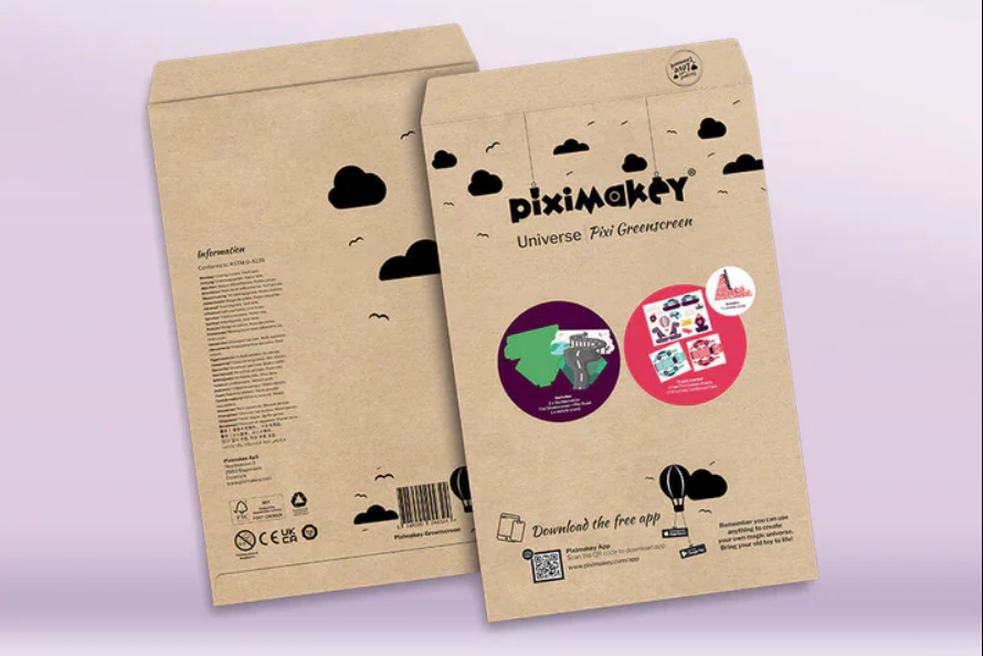Piximakey Studio Starter-Set „Greenscreen“, Spielset mit Ständer, Figuren und Hintergründen