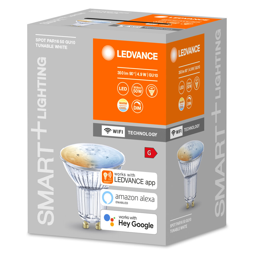 LEDVANCE SMART+ WiFi SPOT GU10 Tunable White 50 45 ° 4.9 W/2700…6500 K GU10