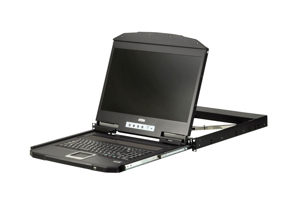 Aten TFT-Schublade,19" 1HE,incl.TFT 18,5", Black, Deutsch, (USB,VGA) mit ultra kurzer Tiefe