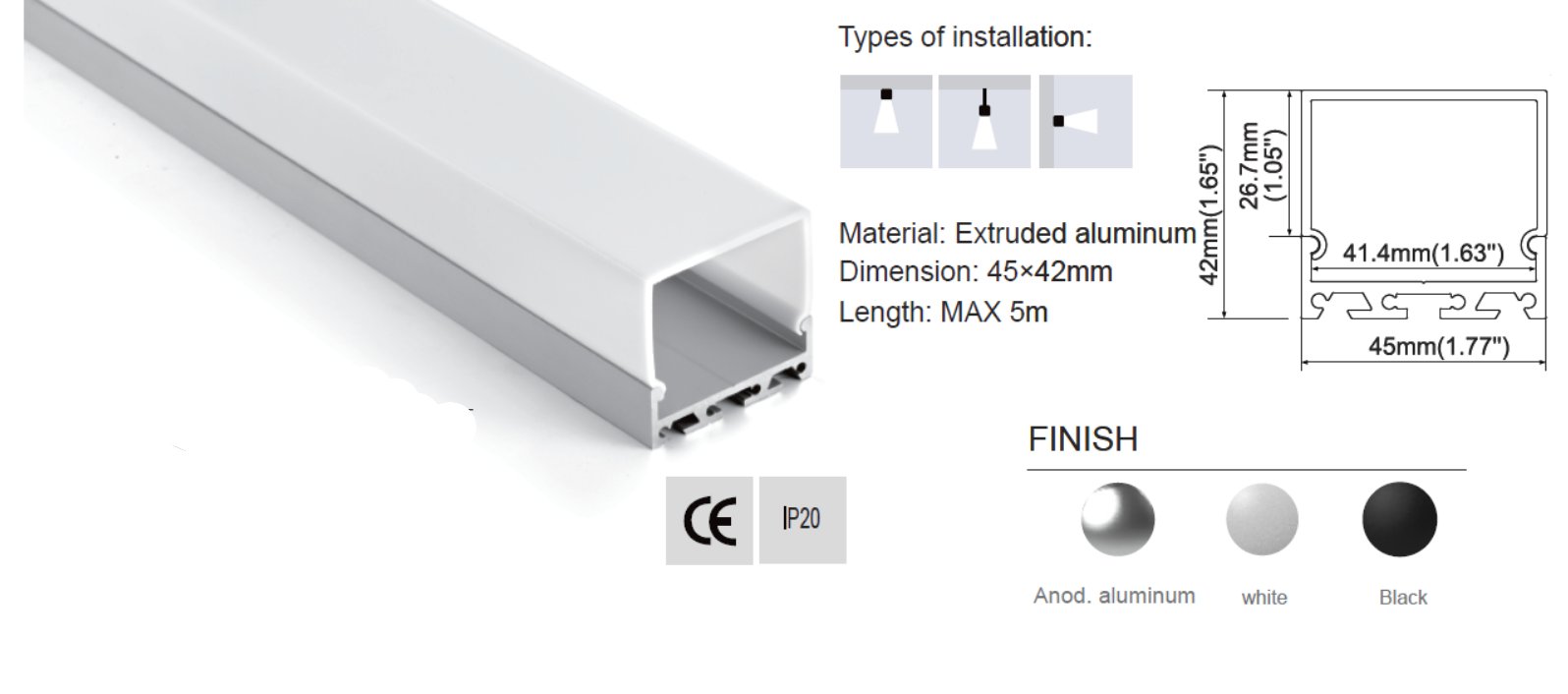 Synergy 21 LED U-Profil 200cm, ALU065