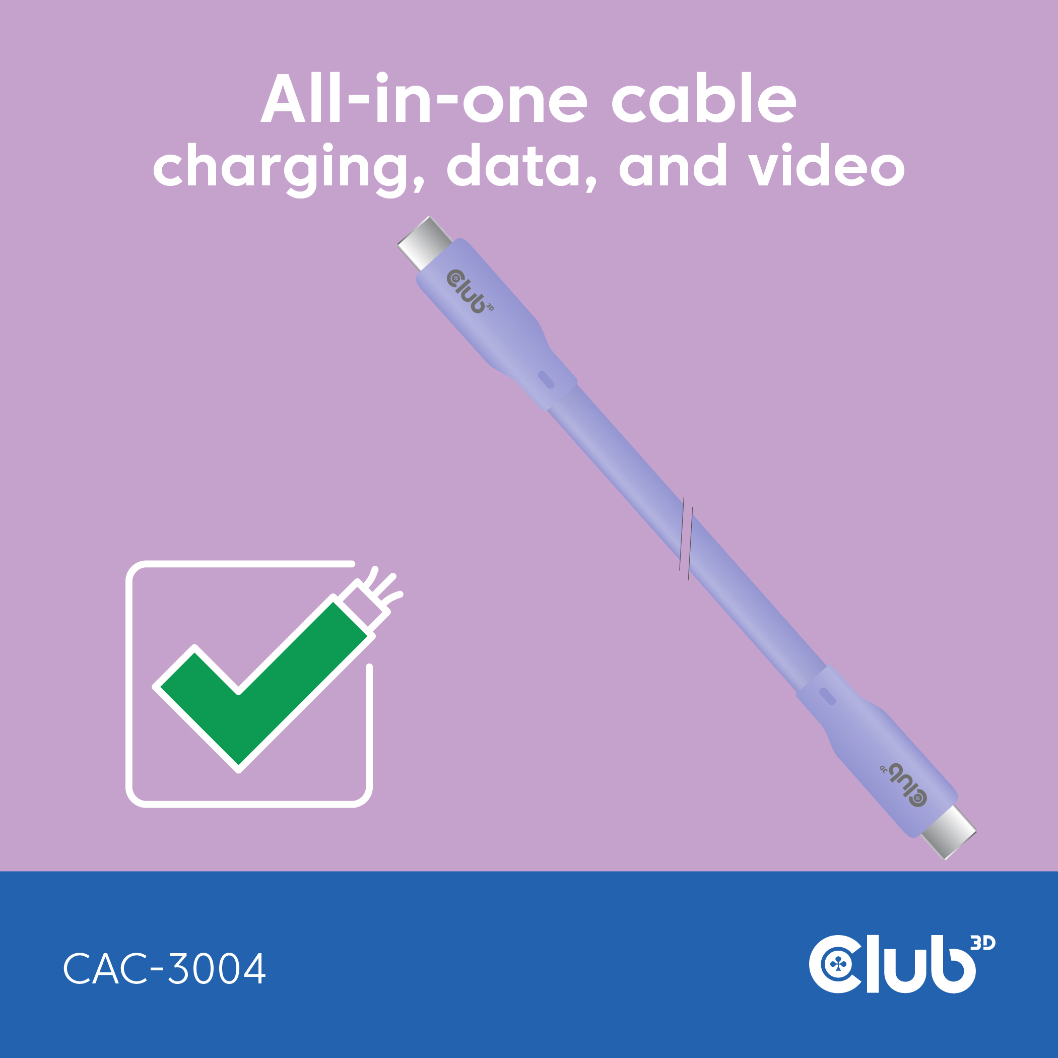 Kabel USB 4.0 C (St) => C (St)  2,0m *Club3D* - LIFESTYLE *lila*