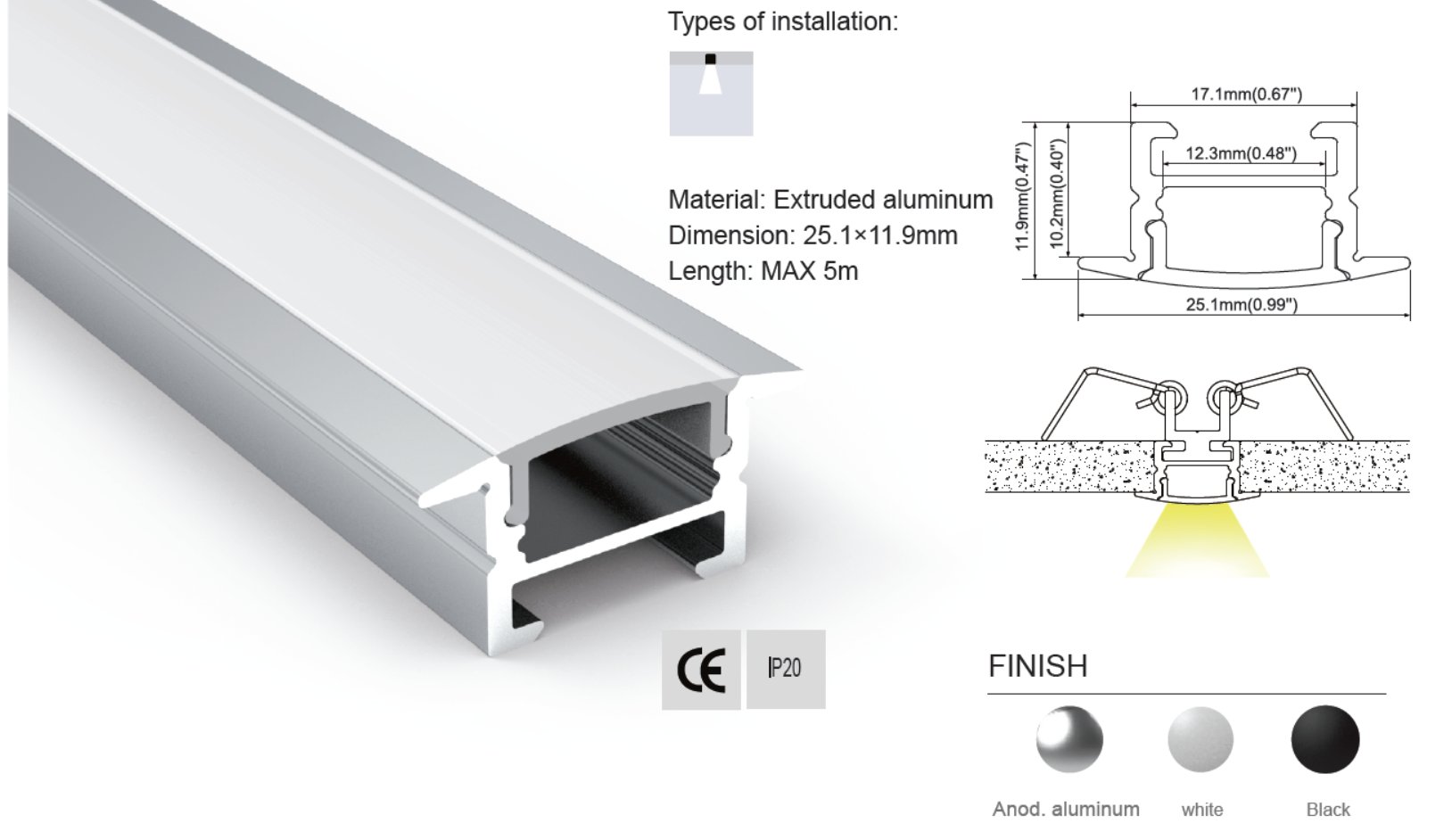 Synergy 21 LED U-Profil 200cm, ALU143 S