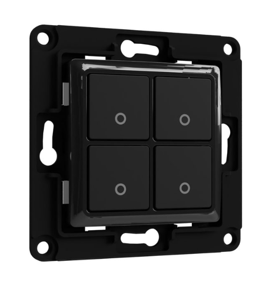 Shelly · Unterputz Zubehör · "Wall Switch 4" · Wandtaster · 4-fach · Schwarz Shelly · Unterputz Zubehör · "Wall Switch 4" · Wandtaster · 4-fach · Schwarz