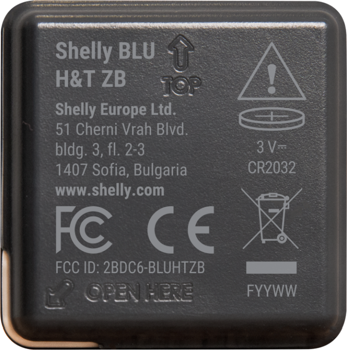 Shelly · Plug & Play · "Blu ZB H&T Black" · Temperatur- & Feuchtigkeitssensor · Bluetooth · Zigbee · Batterie · Schwarz