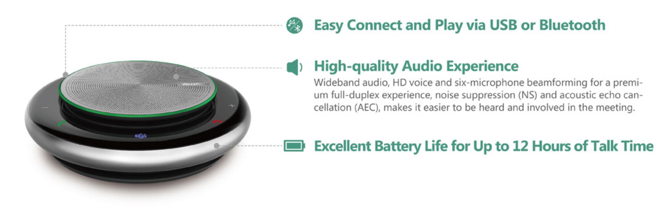 Yealink CP900 speakerphone Universal Black, Grey