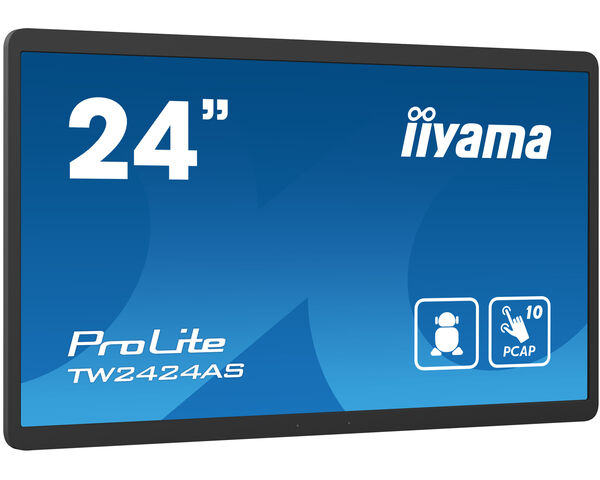 iiyama TW2424AS-B1 Signage Display Digital signage flat panel 60.5 cm (23.8") Wi-Fi 250 cd/m² 4K Ultra HD Black Touchscreen Built-in processor Android 24/7