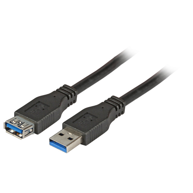 Kabel USB, A(St) => A(Bu),  1.8m, USB3.0, Verlängerung, schwarz, Premium