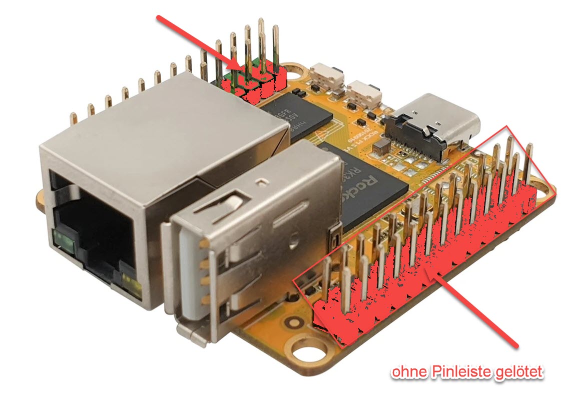 Rock Pi S - 512MB, 4GByte NAND SLC FLash mit PoE Pins, BT und WiFi without Pinrow