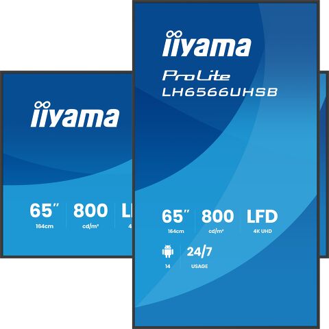 iiyama LH6566UHSB-B1AG Signage Display 165.1 cm (65") LCD Wi-Fi 800 cd/m² 4K Ultra HD Built-in processor Android 24/7