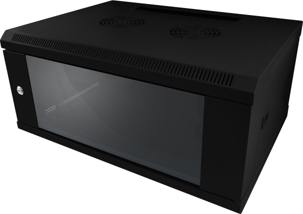 ALLNET 19"Wandgehäuse, 12HE, 1-teilig, T450mm, Schwarz, SMC-Serie,