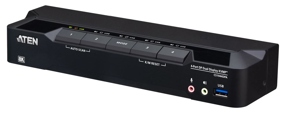 Aten KVM-Switch  4-fach Audio/DP(Displayport)/USB 3.0, 8K, Dual Display,