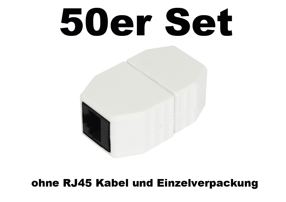 TP-TP Kupplung,CAT6A,Buchse,1:1 ,8-pol., RJ45, magnetische Sicherungskupplung 50er Bulk Set, Abwurfbuchse, PoE fähig, bis zu 10GBit - ALL-RJ45-Magnet-50erBulk