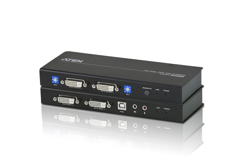 DATA KVM Extender USB Dual View DVI KVM Extender With Audio And RS-232 (60m) ATEN