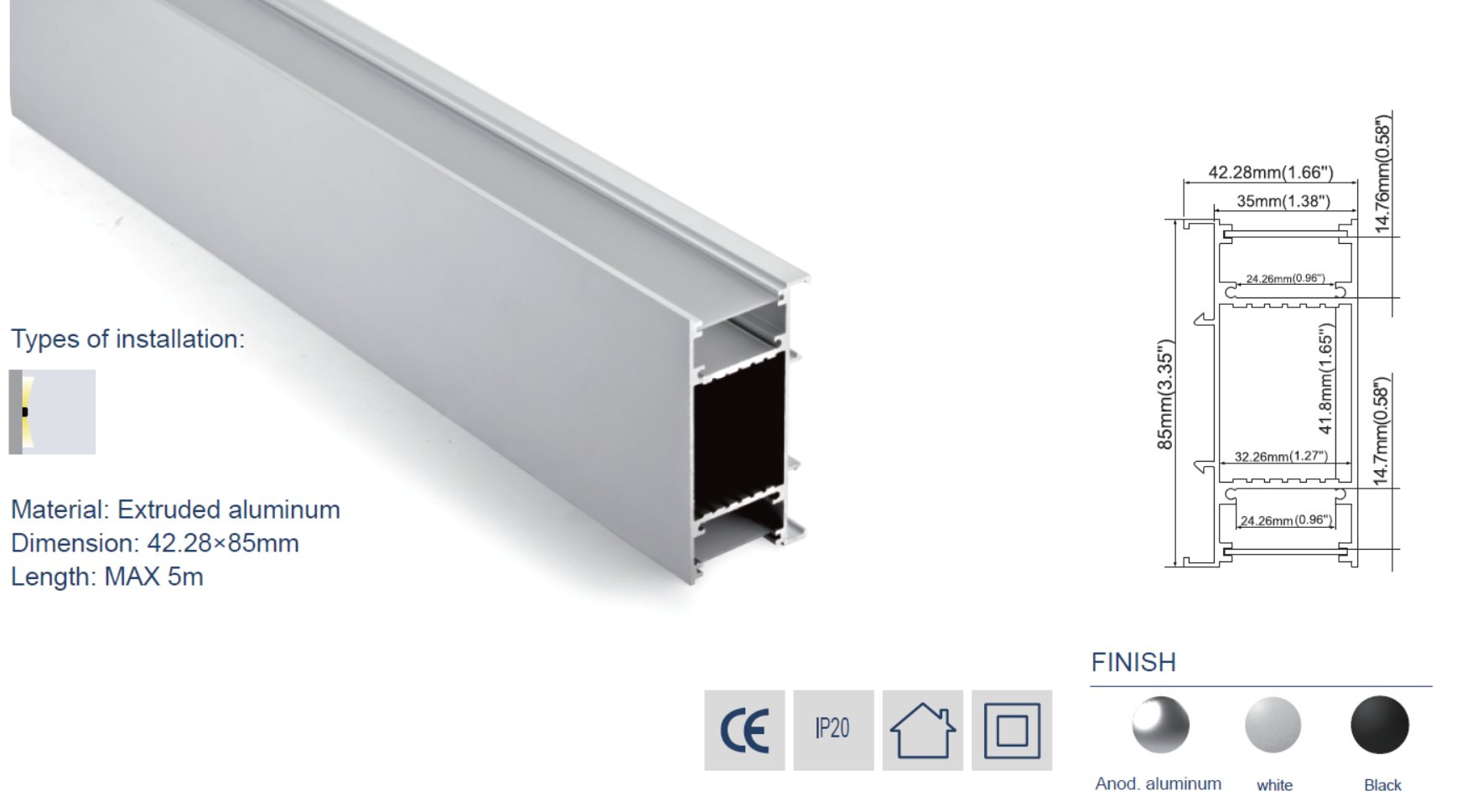 Synergy 21 LED U-Profil 200cm, ALU049-R weiß
