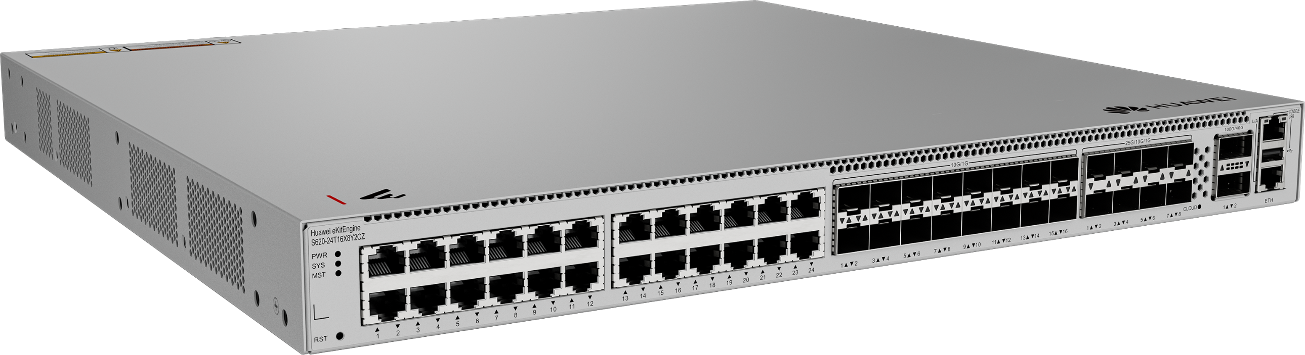 HUAWEI S620-24T16X8Y2CZ 24x10/100/1000BASE-T Ports 16x10GE SFP Ports 8x25GE SFP28 Ports 2x100GE QSFP28 Ports Exp Card Slot EKit