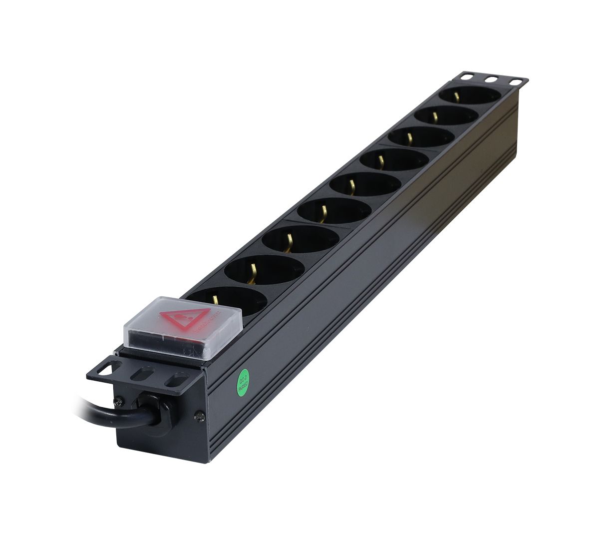 ALLNET 19"zbh. Steckdosenleiste, 9xDosen(CEE7)->Stecker(CEE7), Schalter, Schwarz, Synergy 21
