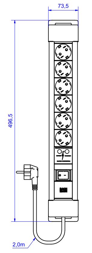 BACHMANN CONNECTUS 6xCEE7/3, 1xSPD 1xSchalter 2,0m CEE7/7 Grey