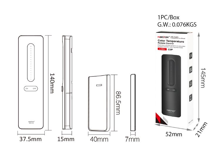 Synergy 21 LED Fernbedienung 2,4GHz dual white (CCT) + Dimm (b)*Milight/Miboxer*