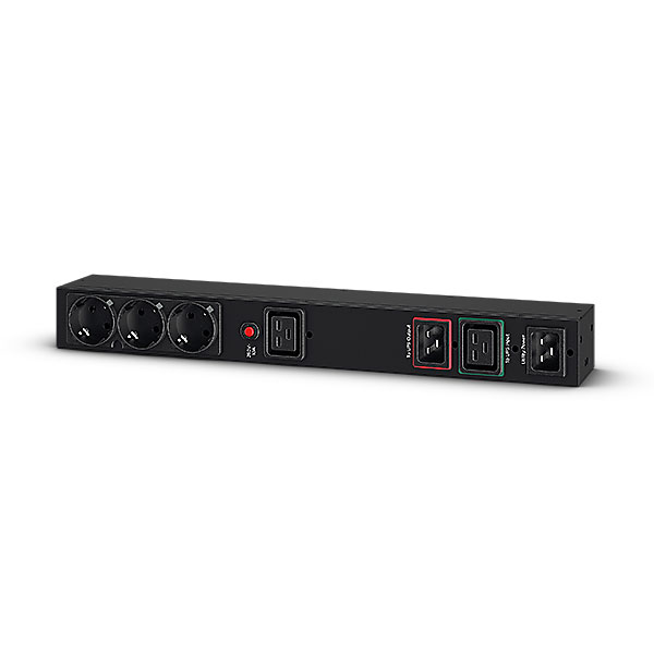 CyberPower Zbh. By-Pass, Manuell, IEC Outlet, PDU, 1HE, Eingang 16A 1xC19 2xC20, Ausgang 16A 1x C19 3xSchutzkontakt Steckdosen