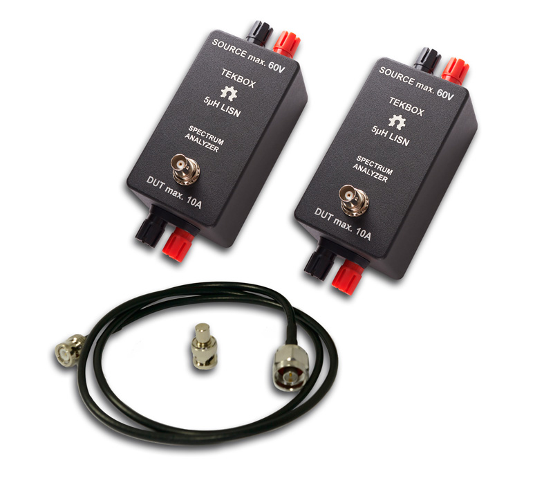 Tekbox TBOH01-SET / 2 x 5 µH Gleichspannungs-LISN für CISPR25, inkl. Kabel, 50 Ohm Abschluss Tekbox TBOH01-SET / 2 x 5 µH Gleichspannungs-LISN für CISPR25, inkl. Kabel, 50 Ohm Abschluss
