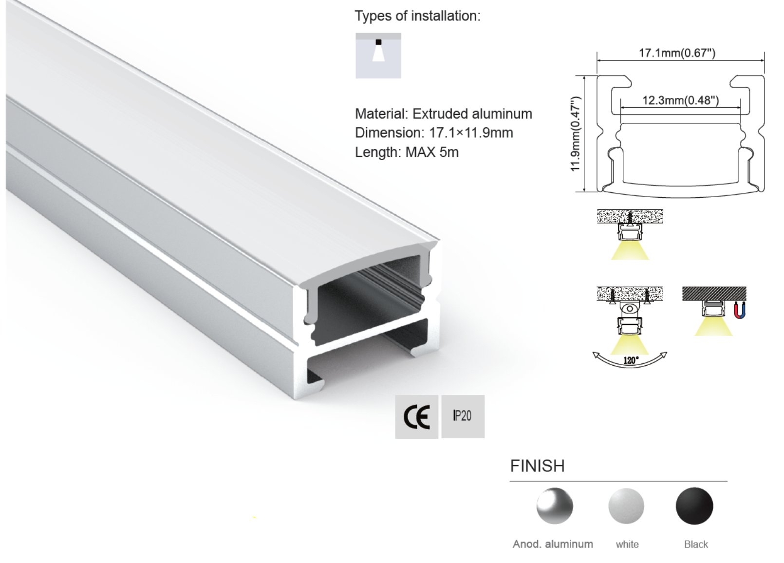 Synergy 21 LED U-Profil 200cm, ALU144 S