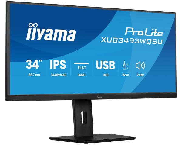 iiyama ProLite XUB3493WQSU-B6 computer monitor 86.4 cm (34") 3440 x 1440 pixels UltraWide Quad HD LED Black