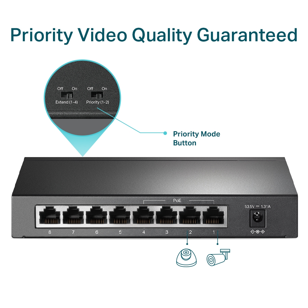 TP-Link - TL-SF1008P - 8-Port 10/100 Mbps Desktop Switch with 4-Port P