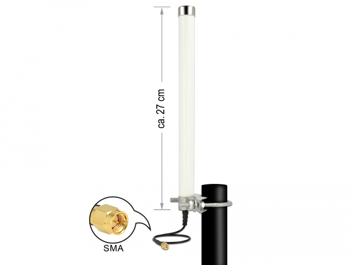 DELOCK DAB Antenna F Plug 21 DB Active Omnidirektional Mit Magnetischem Standfuss Starr Black