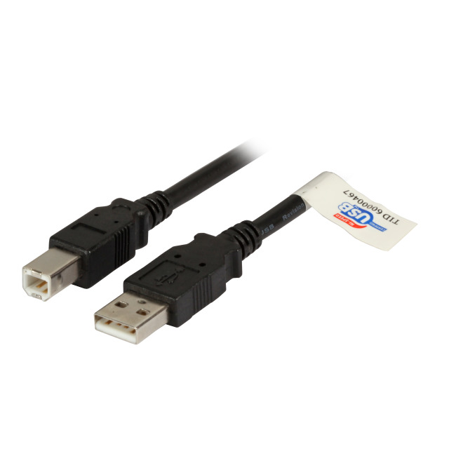 Kabel USB, A(St) => B(St),  1.8m, USB2.0, Premium, Schwarz,