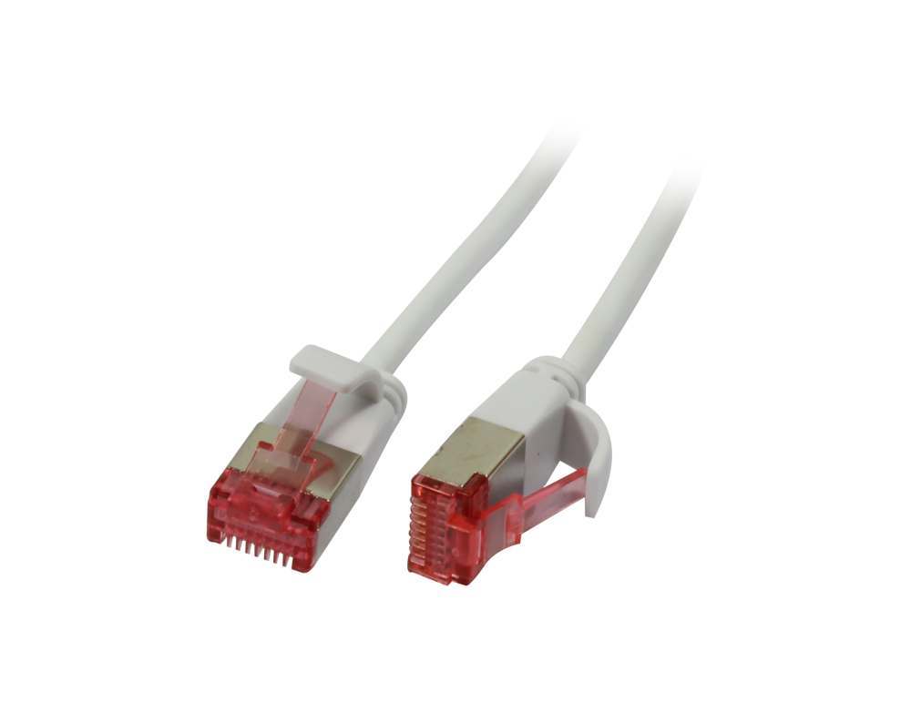 Patchkabel RJ45, CAT6 250Mhz,  7.5m weiss, U/FTP, slimline rund d=3,6mm, Synergy 21