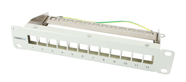 Keystone, Modulträger, 10"Patchpanel für 12xTP-Modul, 1HE, Lichtgrau, Synergy 21,