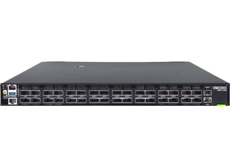 EdgeCore Switch full manged 32 Port  • 32 x 400G QSFP-DD • 19" 1 HE • Datacenter Switch • Back-to-front • DCS511 • 9737-32DB-O-48V-F