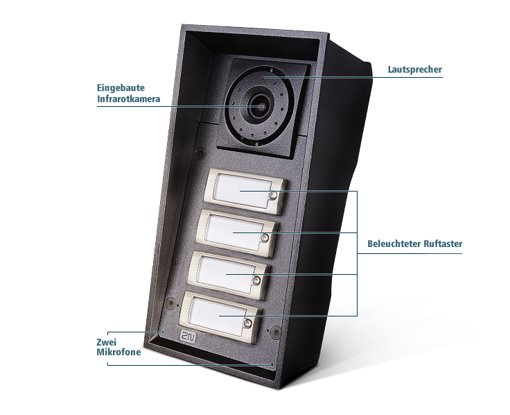 2N Gegensprechanlage EntryCom IP Force - 4 Ruftasten (IP69) ohne Kamera