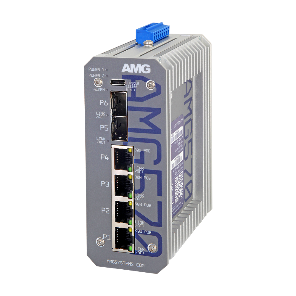 Hanwha AMG570-2GBT-2GAT-2S-P240/HWEU network switch Managed L2+ Gigabit Ethernet (10/100/1000) Power over Ethernet (PoE) DIN rail Grey