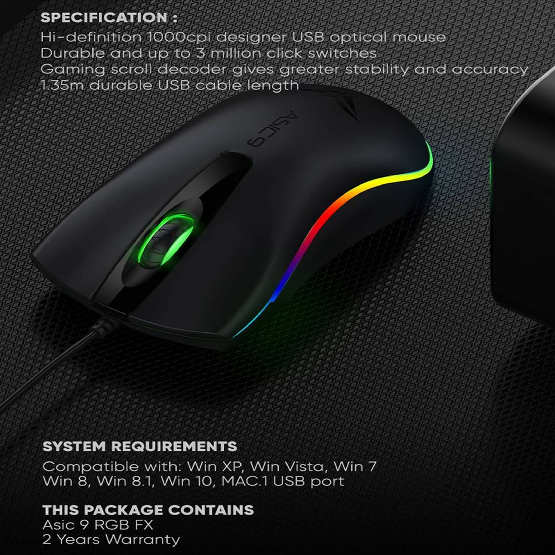 Alcatroz ASIC 9 RGB Hi-Definition USB Wired Mouse