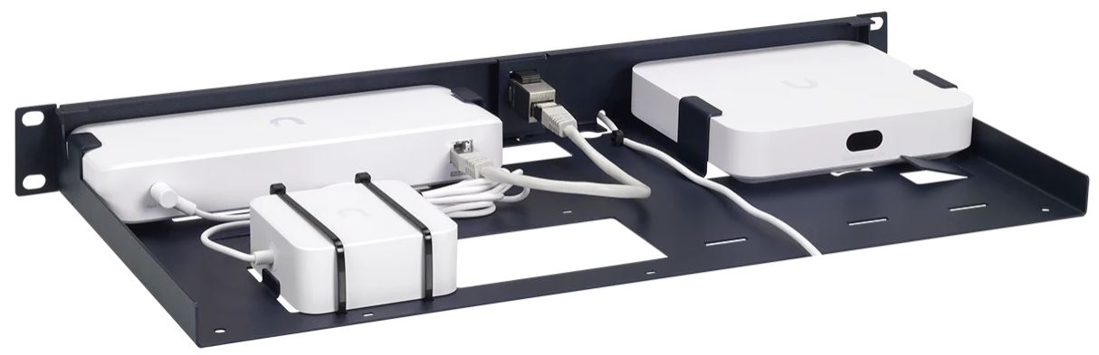 Rackmount.IT, Rack Mount Kit for Ubiquiti, Unifi UCG-MAX/UCG-ULTRA/USW-ULTRA/USW-ULTRA-60W/USW-ULTRA-210W, shielded, 1HE/19",