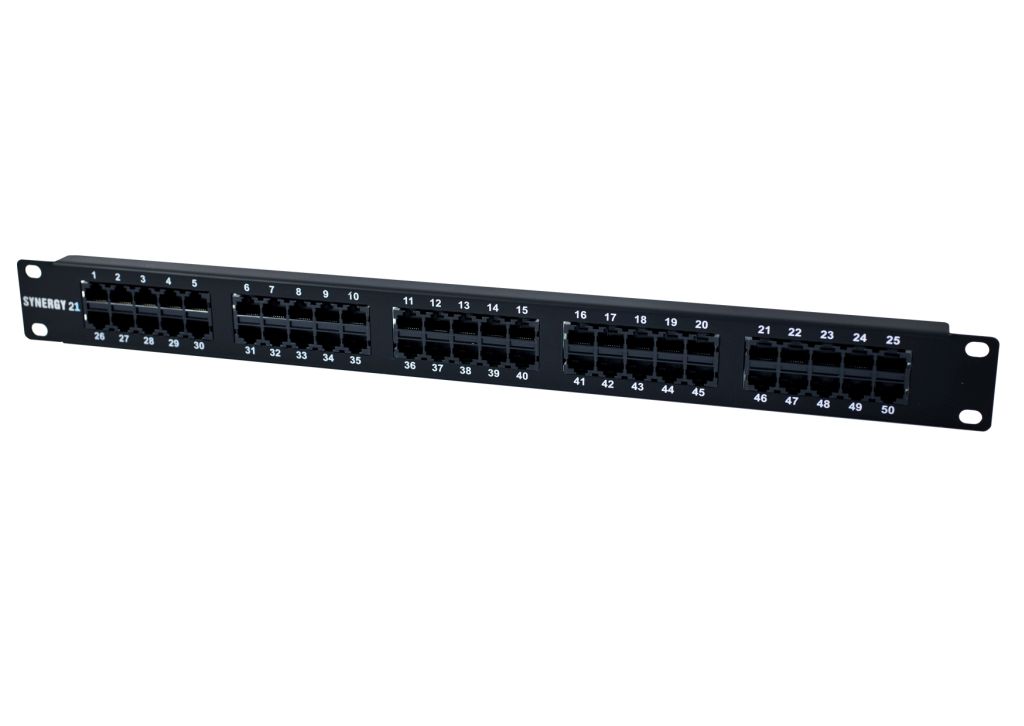 Patch Panel 50xTP, CAT3, ISDN, 19", Schwarz Synergy 21,