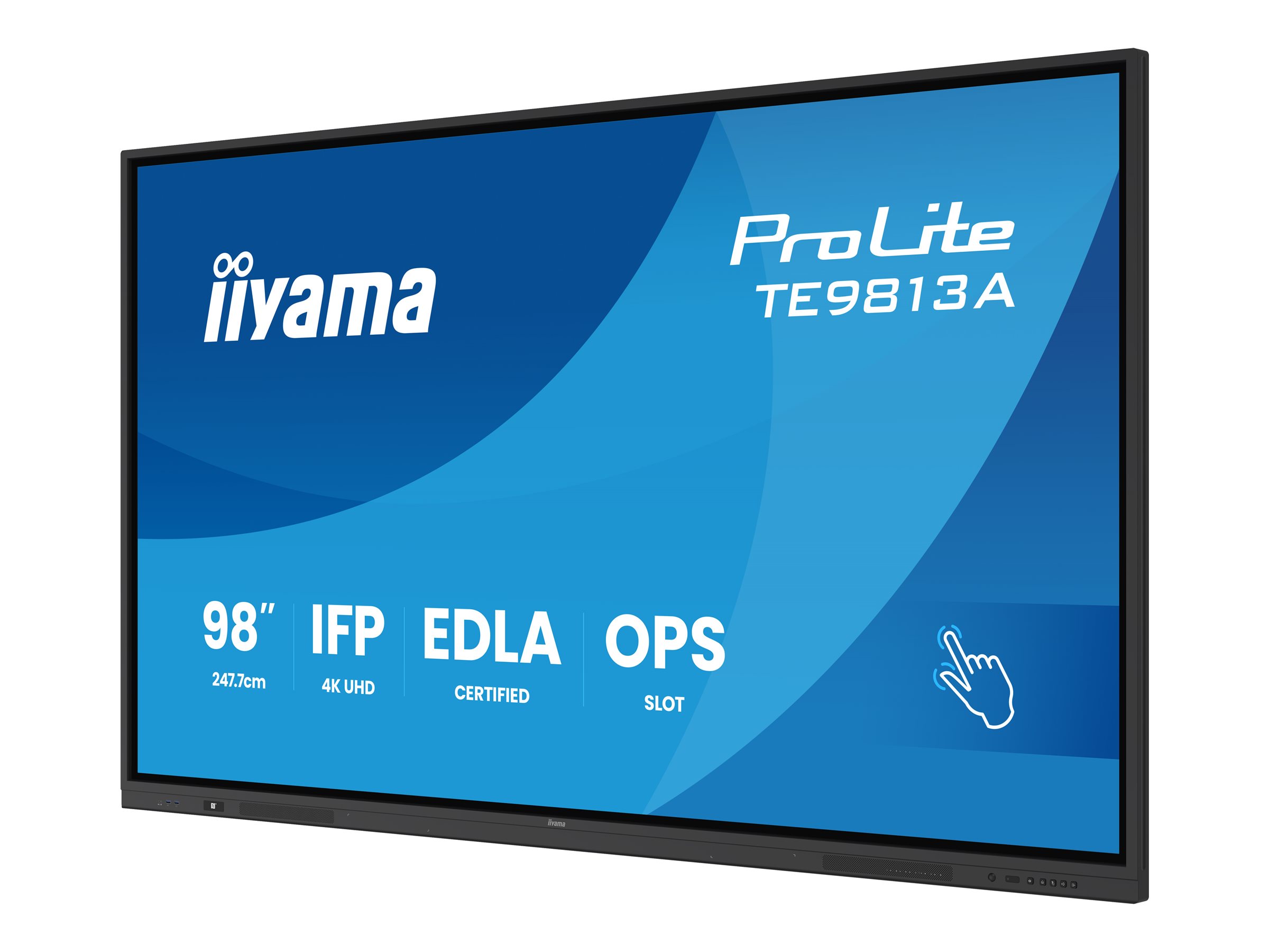 iiyama TE9813A-B2AG Signage Display Kiosk design 2.48 m (97.5") Wi-Fi 500 cd/m² 4K Ultra HD Black Touchscreen Built-in processor Android 24/7