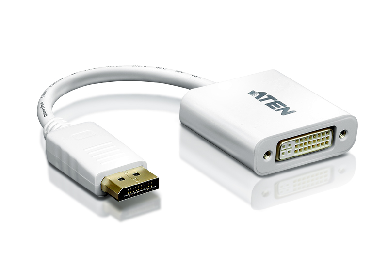 ATEN DisplayPort to DVI converter, PC: Up to UXGA / HDTV: Up to 1080i,1080p