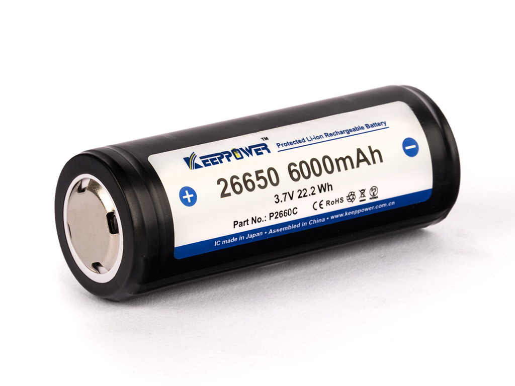 Batterie Akku wiederaufladbar 26650 3,6V - 3,7V 6000mAh Li-Ionen/Battery Akku  zbh. Keeppower *2er Pack* PCB-geschützt *ALLTRAVEL Batterie Akku wiederaufladbar 26650 3,6V - 3,7V 6000mAh Li-Ionen/Battery Akku  zbh. Keeppower *2er Pack* PCB-geschützt *ALLTRAVEL
