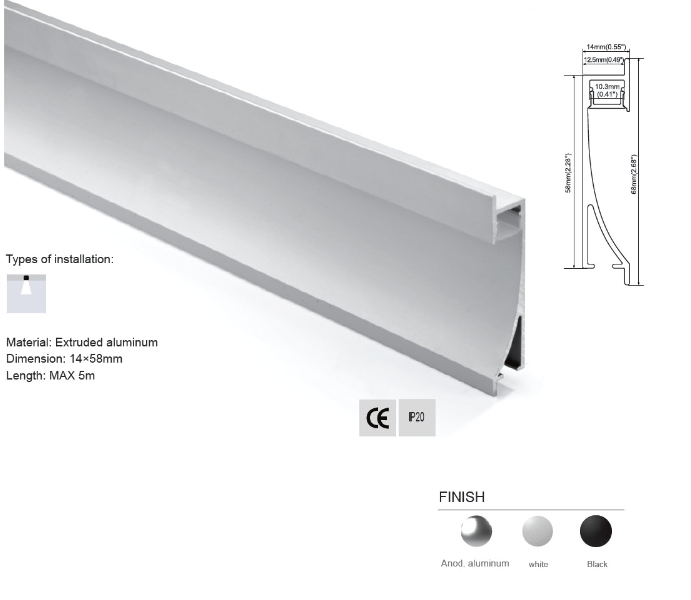 Synergy 21 LED U-Profil 200cm, ALU023-R2