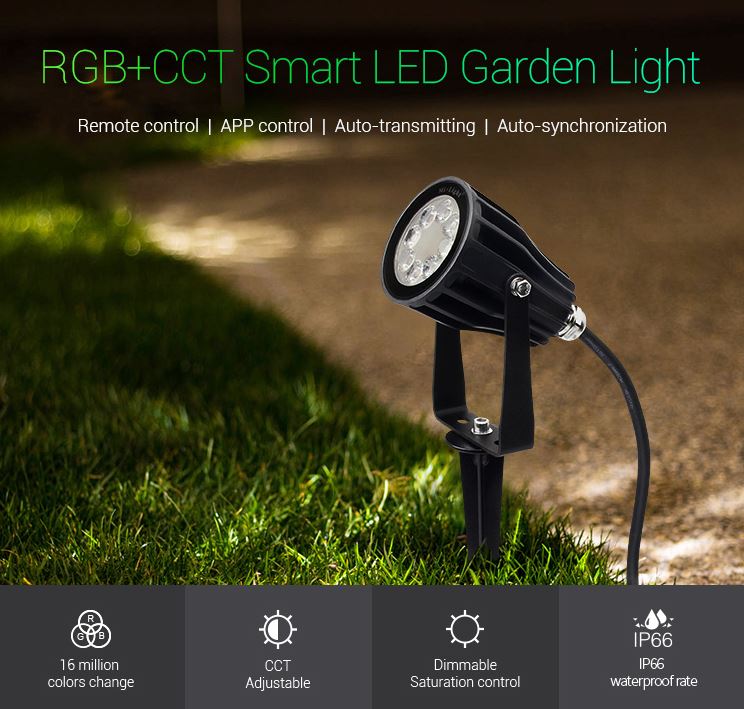 Synergy 21 LED Garten Lampe  6W RGB-WW (RGB-CCT) mit Funk und WLAN IP65 230V *Milight/Miboxer*