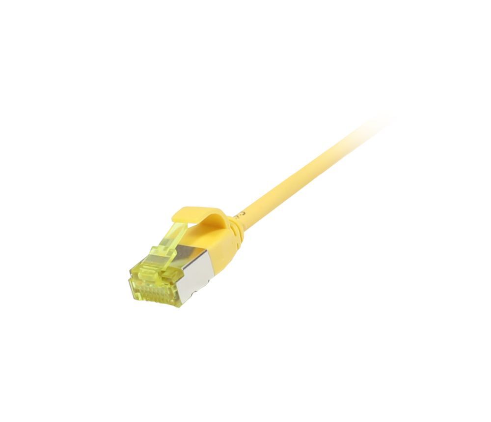 Synergy21 Patchkabel RJ45, CAT6A 500Mhz, 2m, Gelb, U/FTP, Slimline Rund D 3,8mm, TPE/LSZH(Superflex), AWG32, Mit CAT7 Rohkabel