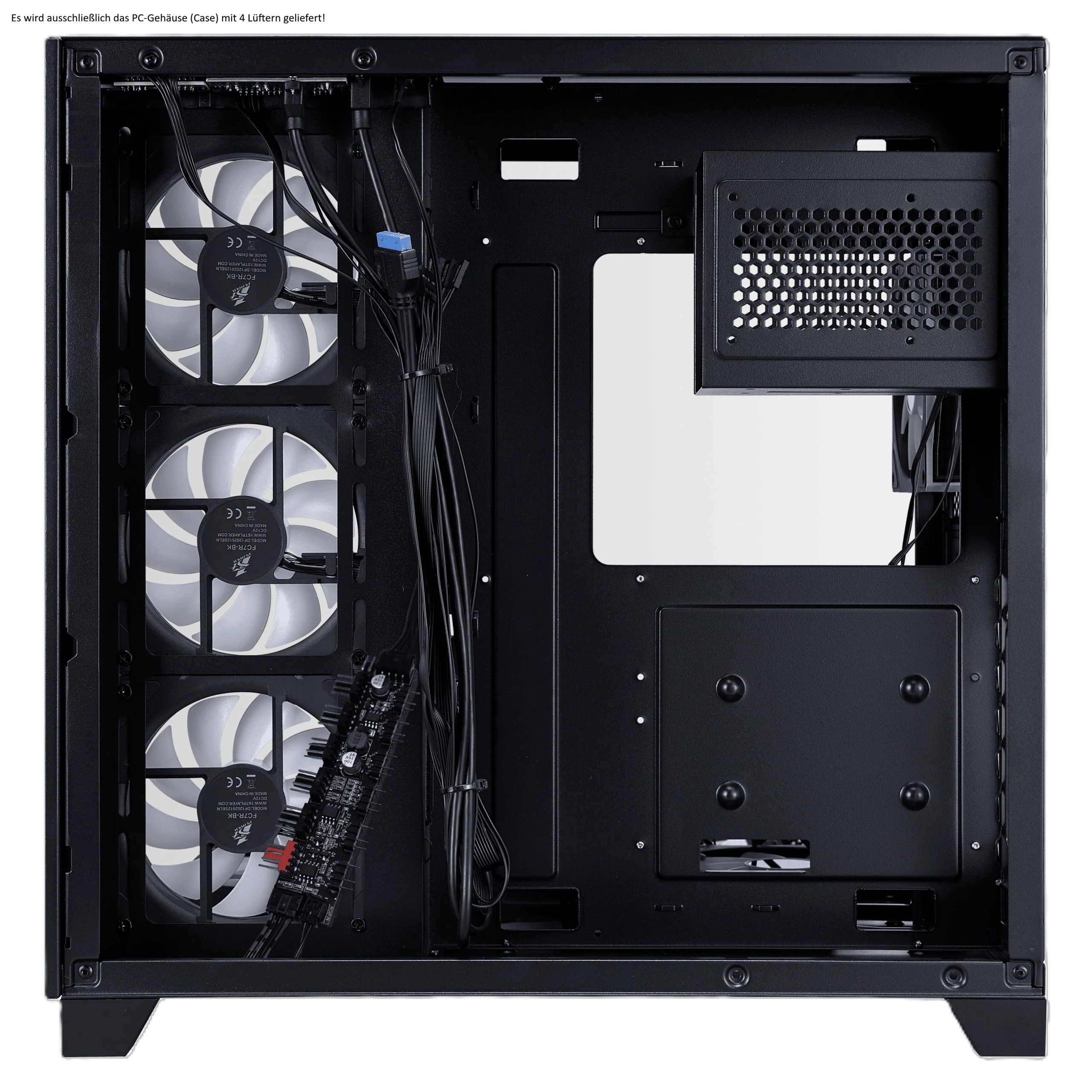 1stPlayer PC Gehäuse MV8-TP Schwarz mit 4 Lüftern
