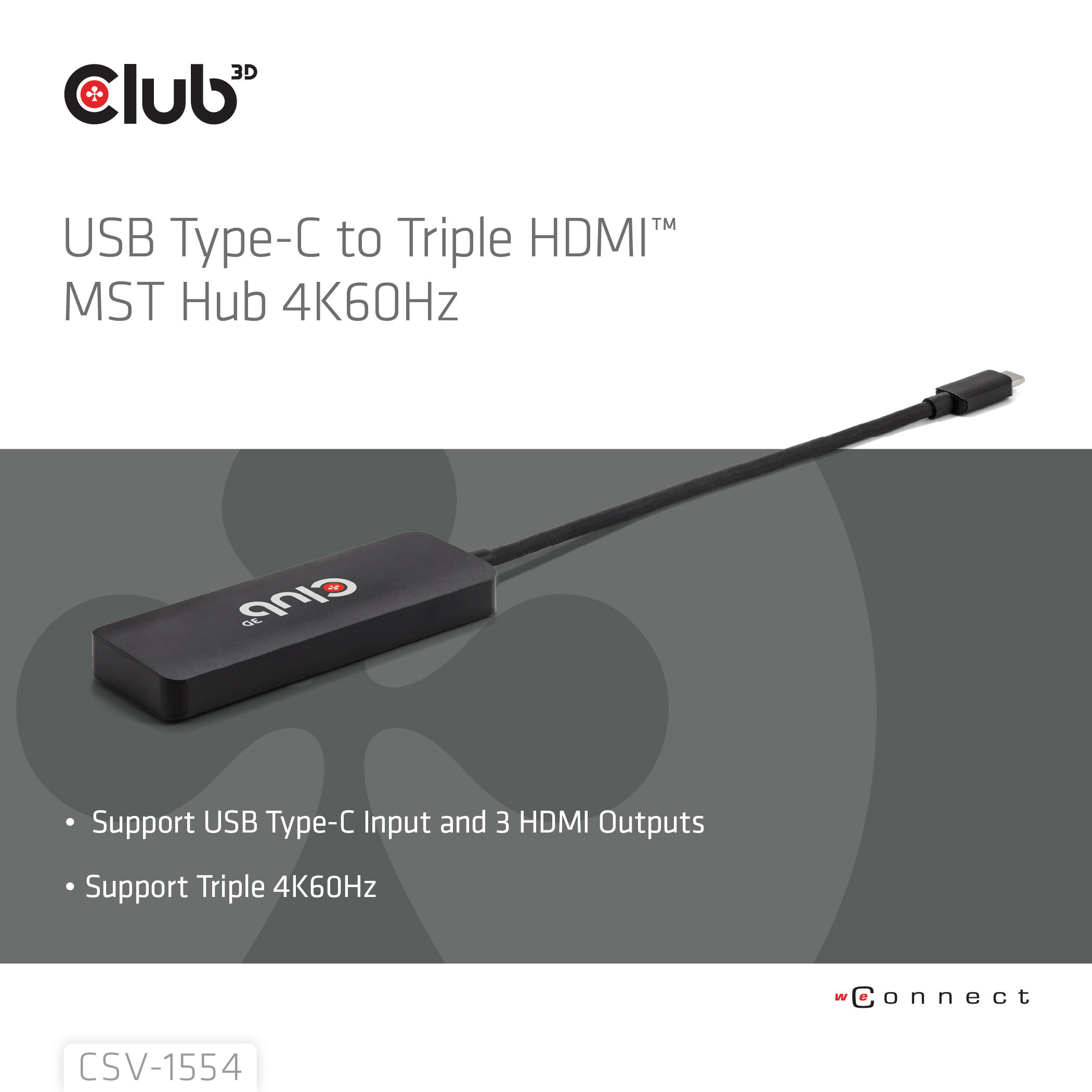 Club 3D Multi Stream Transport Hub USB 3.2 Typ C => 3x HDMI 4K60Hz