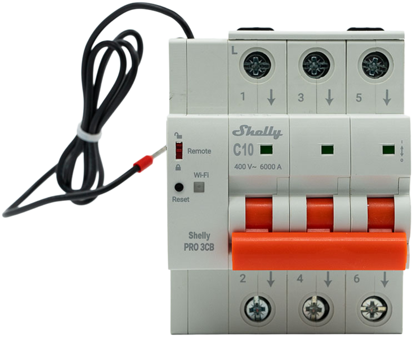 Shelly · Smarter Leitungsschutzschalter · "Pro 3CB C40" · 3-polig · 40A · Fernsteuerung · LAN · WLAN · Bluetooth