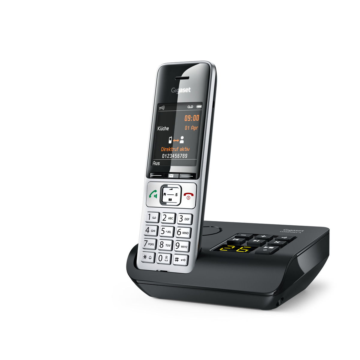 GIGASET COMFORT 500A Silver / Black 5.8 Cm 2.2 Zoll TFT Farbdisplay Anrufbeantworter Freisprechen Telefonbuch Headset Anschluss